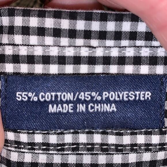 CHAPS black & white checked button down shirt 14 - Picture 5 of 6